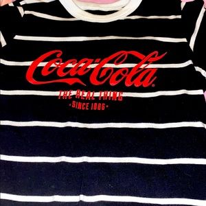 Black and white striped Coca-Cola tshirt